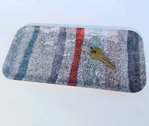 Abstract Waterfall (Stripe), Wooden Tray, detail