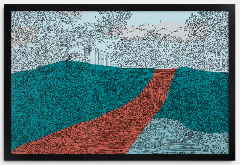 Abstract Waterfall (road), framed print